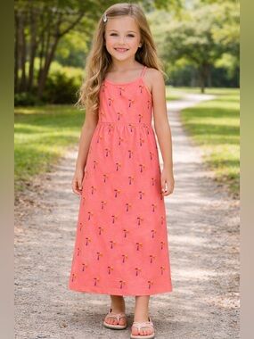 Cat & Jack Coral Dress with Playful palm trees